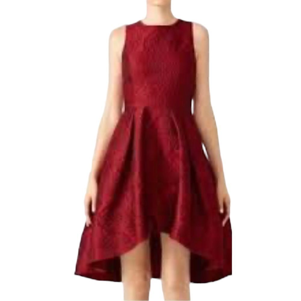 Shoshanna Midnight Coraline
Red Jacquard Print High Low Dress Size 8